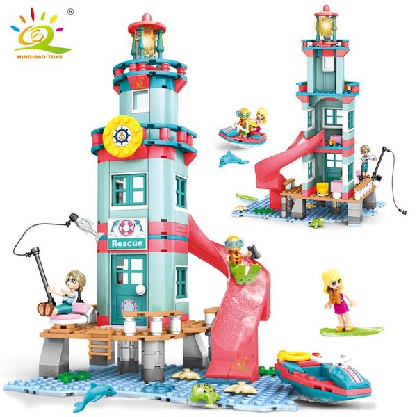 

friends series building lighthouse figures blocks bricks heartlake rescue girl city toys huiqibao for set children center 282pcs yxlieq
