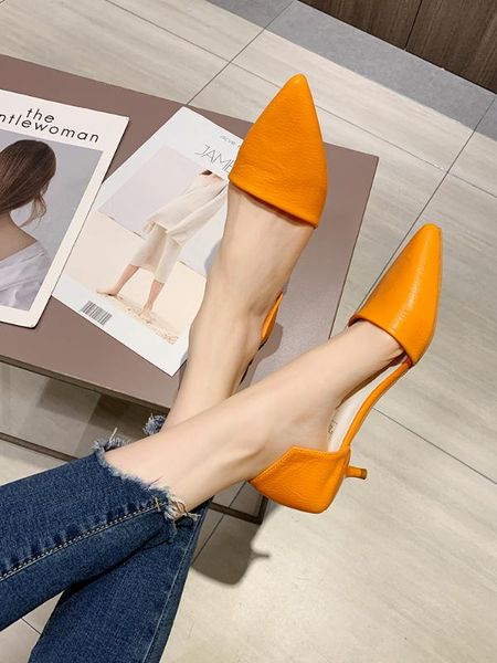 

han edition fashionable joker temperament pointed hollow spring new work fine with high heels, Black