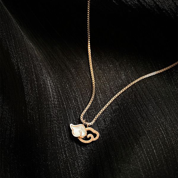 

korea style women simple exquisite titanium steel clouds cold style clavicle chain necklace for girl fashion jewelry accessories, Silver