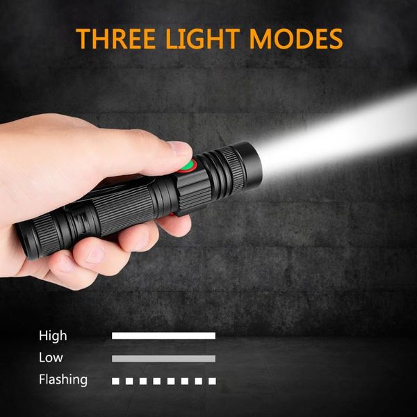 

t6 led 3 mode usb charging zoom night lighting torch