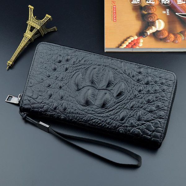 

new crocodile pattern wallet men's long zipper coin purse business bag large capacity wallet mobile phone bag 1608