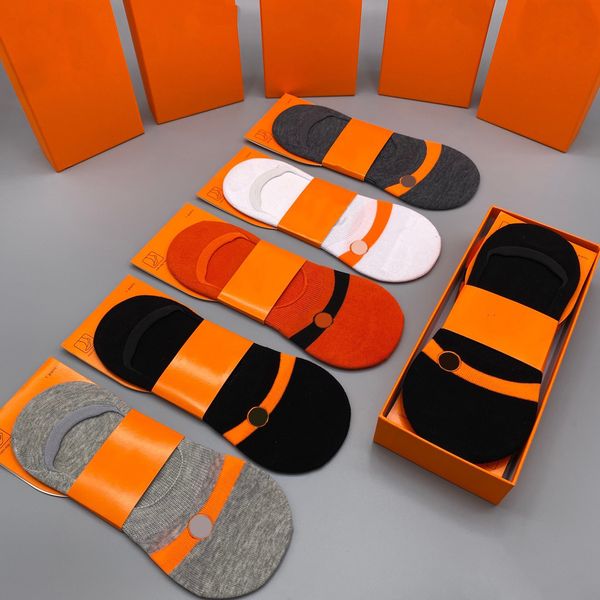 

hxxmes mens socks 2020 new fashion sock slippers letters h with stripe pattern haute couture with 5 pairs boxed haute couture, Black