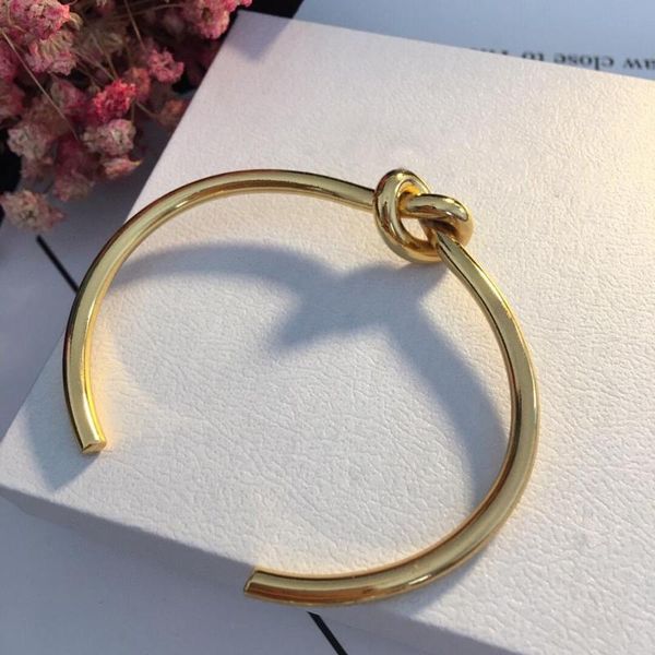 

new luxury punk geometry knot bangle for women gold silver color fashion rock hip hop bracelet designer jewelry, Black