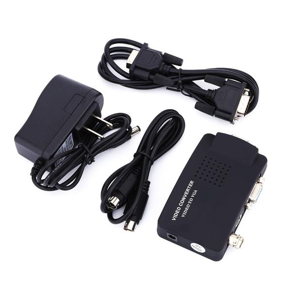 

us/eu plug tv bnc composite s-video av vga in to pc vga lcd out converter adapter box medical video