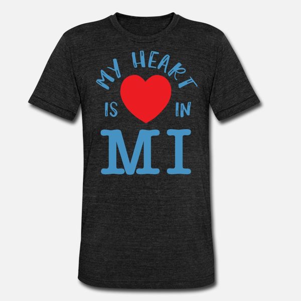 

my heart is in michigan state of michigan mi t shirt men designer short sleeve o-neck homme loose authentic spring natural shirt