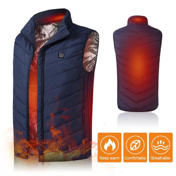 

outdoor t-shirts men electric heating waistcoat lightweight winter warm vest usb charging heated coat hiking walking camping fishing thermal, Gray;blue