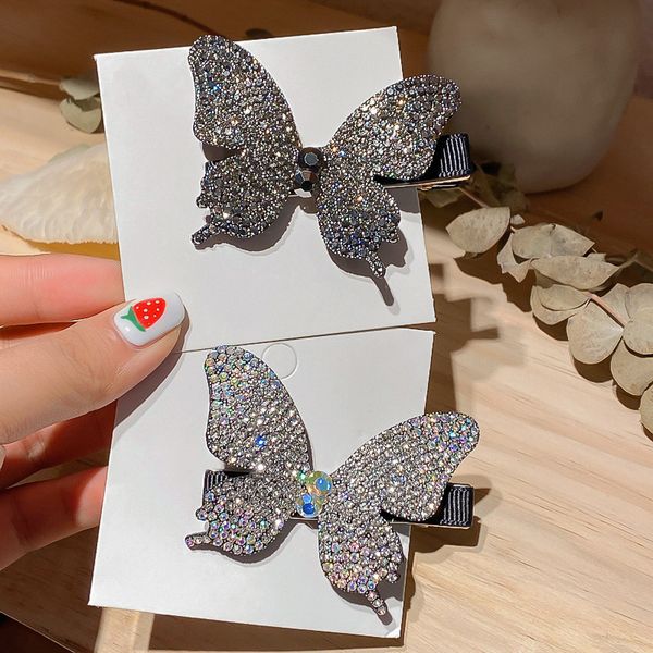 

online celebrity new style man-made diamond hairpin headdress girl's heart double-buret clamp side clip south korea ins bang onl