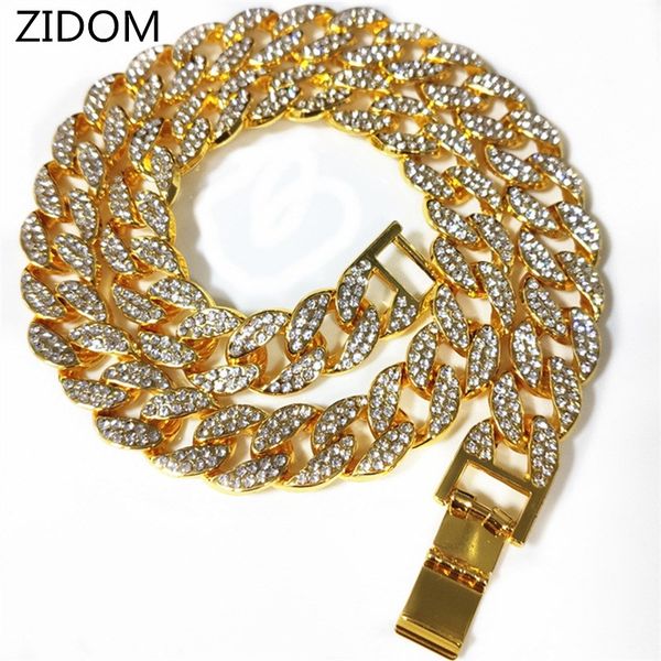 

men/women hip hop iced out bling chains necklaces 15mm width miami cuban chain necklace fashion chokers hiphop jewelry gifts, Silver