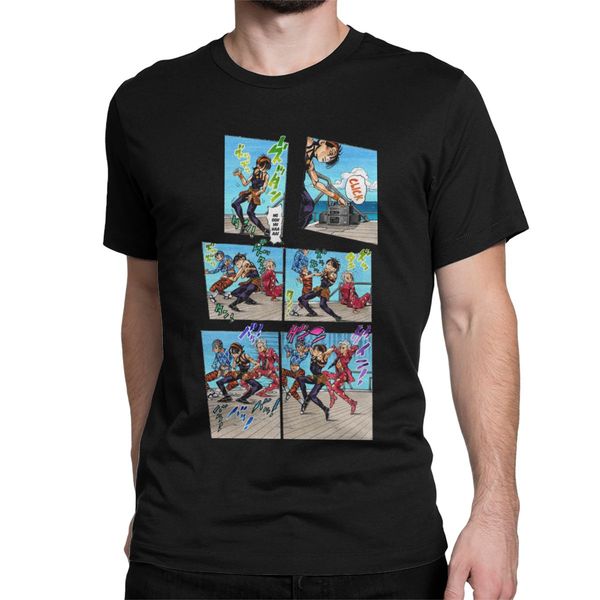 

vento aureo dance t-shirt for men jojos bizarre adventure anime jjba manga funny tees round neck t shirts printing clothing