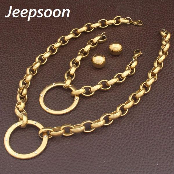 

wholesale stainless steel vintage jewelry gold color bracelet necklace earrings sets for woman gift sghhbmch, Silver