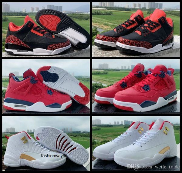 

new 12 mens 3 4 basketball shoes white red fiba 3s 4s 12s world cup trainers sports sneakers designer jumpman zapatillas des chaussures