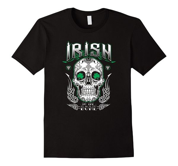 

2019 new summer tee shirt cool irish to the bone sugar skull t-shirt fashion t-shirt