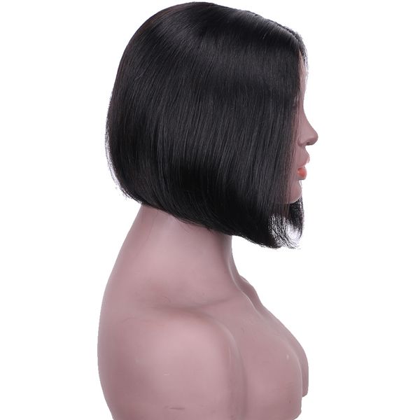 

4x4 lace closure wig human hair wigs brazilian bob wig remy straight bob lace wigs for women short human hair wigs, Black
