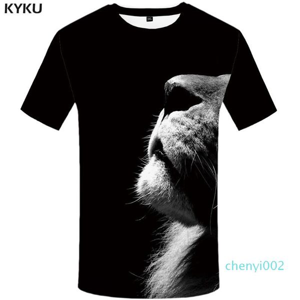 

lion t shirt black shirts animal tshirt clothing t-shirt plus size men man casual cool japanese t-shirt c02, White;black