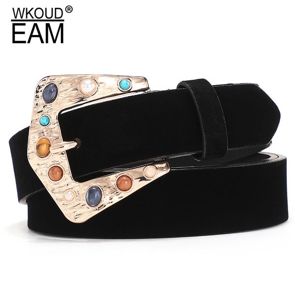 

eam 2020 новых всех соответствующих джинсы кожаного ремня женщина multicolor алмазной сплав пряжка бархатной ткань корсет ремень женский wai, Black;brown