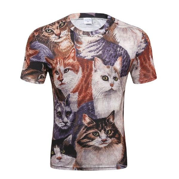 

brand male 3d animal graffiti color lion head summer oversize 3d print shirts hippie kawaii funny men clothing