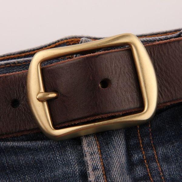 

new leather belts for men luxury famous designer belt jeans wide strap copper pin buckle belt male coffee /black, Black;brown