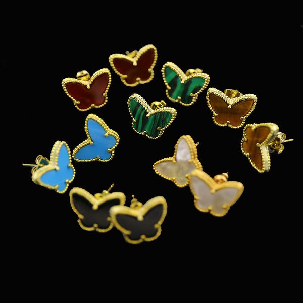 

fashion gold plated cartilage ear cuff clip-on earrings black white red green colorful butterfly earring women's trade clip earrings, Silver