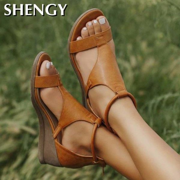 

sandals 2021 women summer sandal mid heel wedge shoes woman vintage gladiator office sandalias party beach shoe plus size dropship, Black