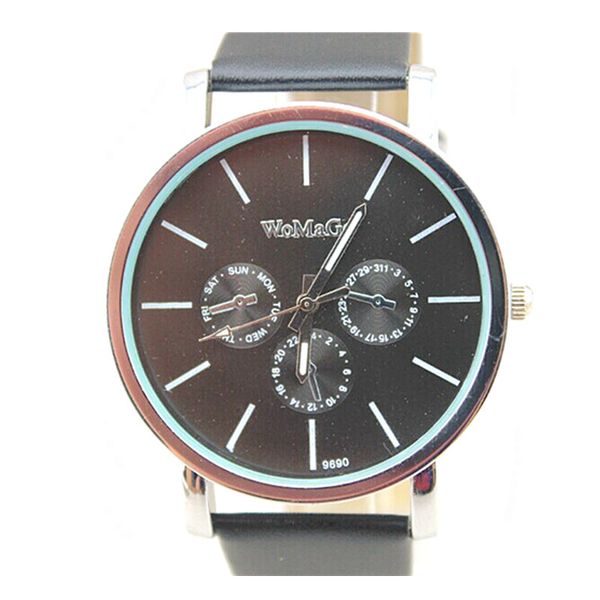 

brand fashion watch womage simple round dial quartz wristwatch 5 colors leather strap women casual dress bracelet watch for lady, Slivery;brown