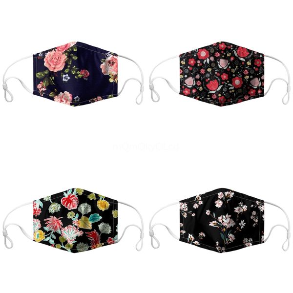 

solid black cartoon teeth print face half mouth mask fashion cute breathable warm windproof anti-dust masks#254