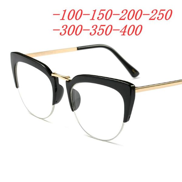 

anti-uv finished optical eye glasses frames with myopia lens for women men sun pchromism eyeglasses degree goggles fml, Black