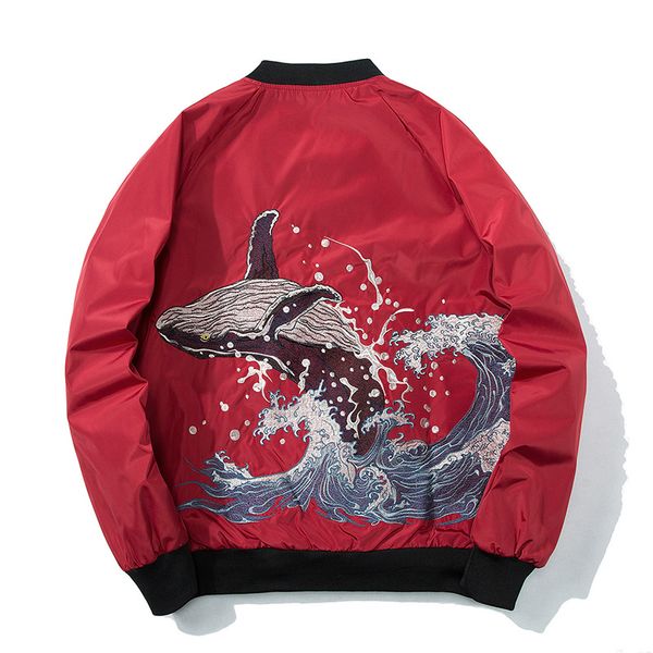 

Januarysnow New Men's Jacket Embroidery Dolphin MA1 Man and Woman Bomber Jacket Outwear Lovers Coat Bomb Baseball Jackets Couple Plus Size, Black