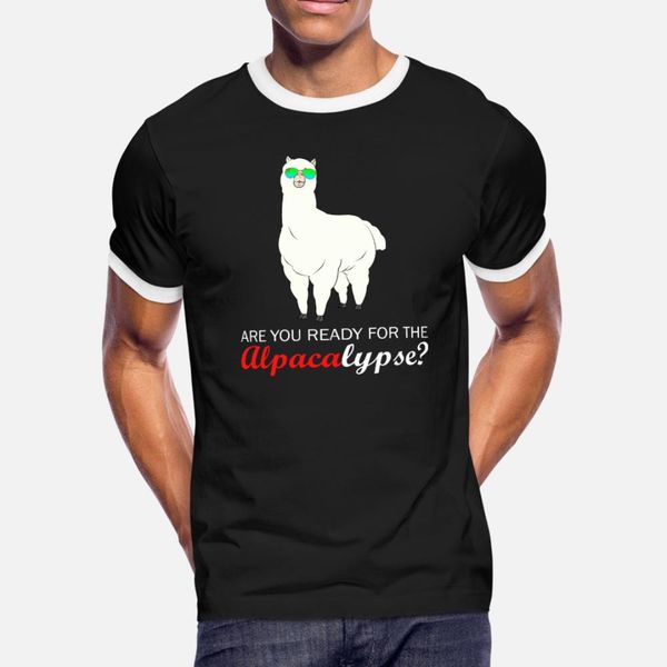 

are you ready fo the alpacalypse t shirt men custom cotton round neck solid color gift new fashion summer normal shirt