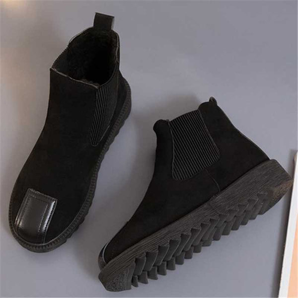 

new fashion boots women autumn winter thick bottom waterproof boots lazy snow ankle winter warm fur plush women shoes, Black
