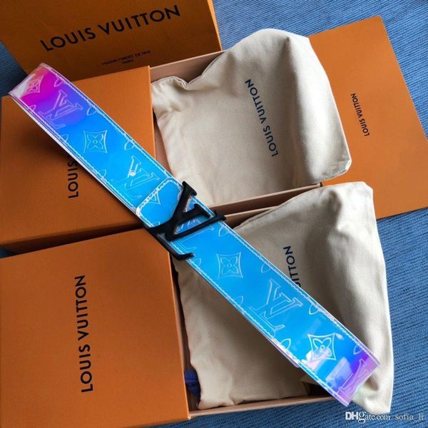

2020 new designer belt keepall colorful laser belt latest latest star belt width 40mm special canvas calfskin double-sided available, Slivery;golden