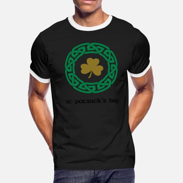 

shamrock with celtic knotwork design t shirt men designing short sleeve crew neck letter cute authentic summer pictures shirt