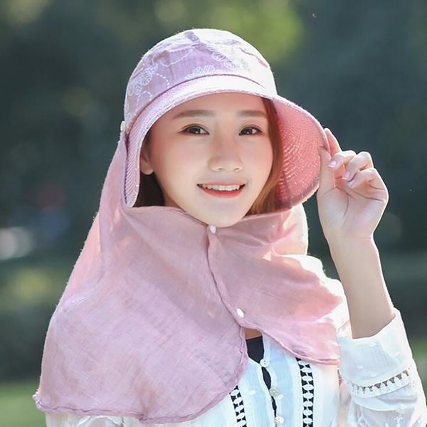 

summer outdoor sun hat fishing caps hiking hat camping visor hats protection neck cover sun uv protect cap for women, Blue;gray