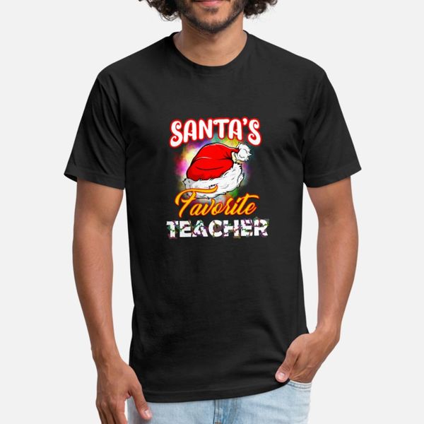 

santas favorite teacher xmas christmas gift school t shirt men sunlight cotton plus size 3xl fit sunlight comical summer normal shirt