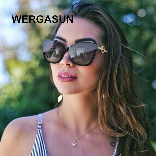 

sunglasses wergasun brand women luxury designer fashion cat eye oversized female gradient sun glasses oculos, White;black