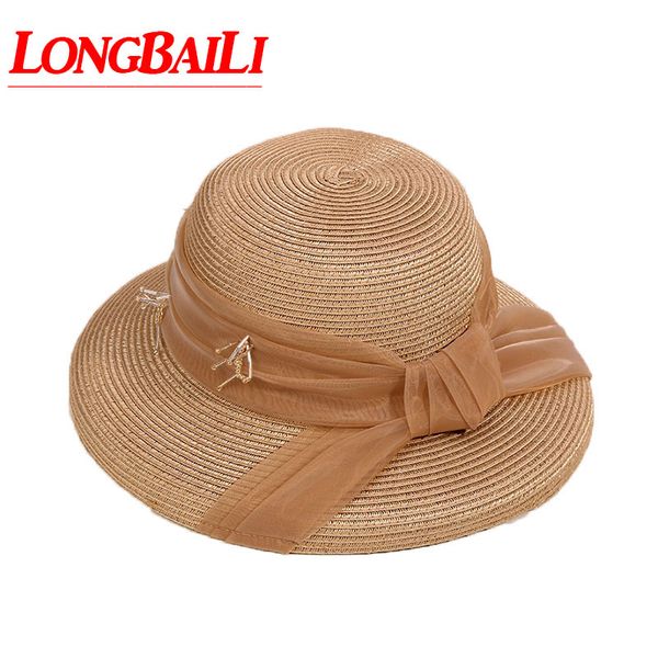 

longbaili summer elegant sun bucket hats women beach hats sads010, Blue;gray
