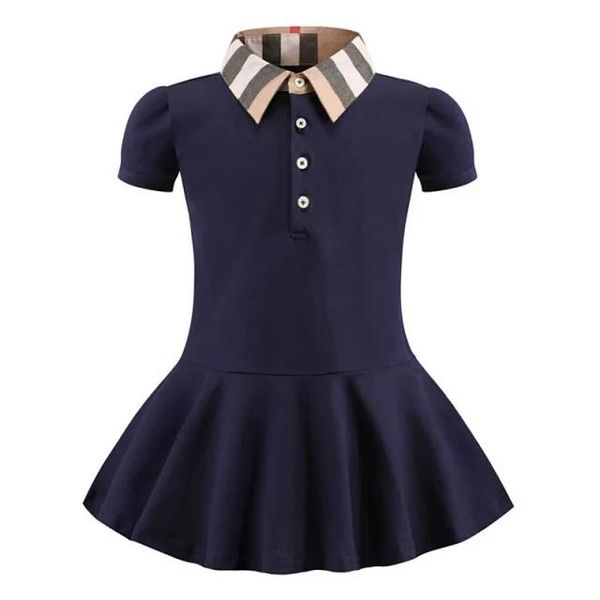 

girls polo dress 2020 ins summer new girls kids short sleeve lapel plaid collar sport styles cotton girl's dress, Red;yellow