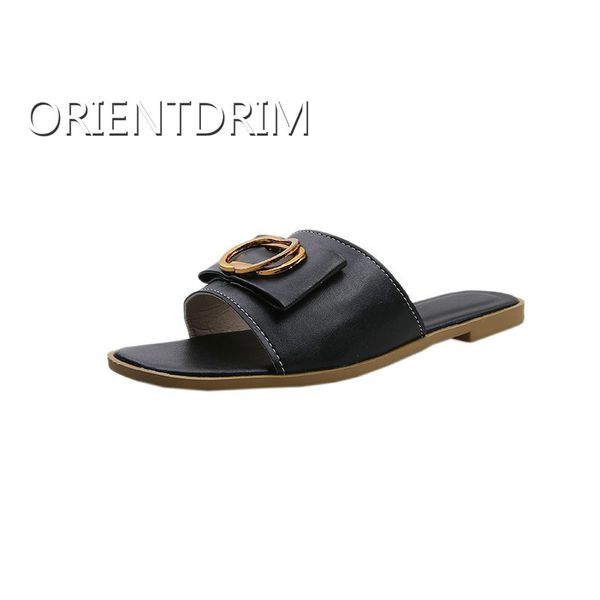 

2010 summer super fire ladies essential slippers fashionable metal flat sandals, Black