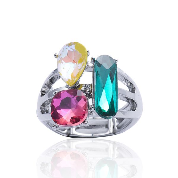 

ring of colorful crystal rings with stone women's engagement ring jewelry trendy jewelry valentine's day gift for women, Silver
