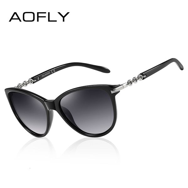

aofly brand design cat eye sunglasses women polarized sun glasses female gradient shades oculos feminino uv400, White;black