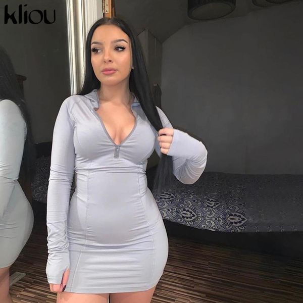 

turtleneck sporty dress long sleeve bodycon fitness skinny zipper mini fashion streetwear dresses casual activewear outfit, Black;gray