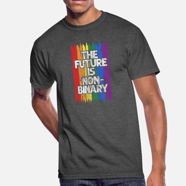 

non binary the future is non binary lgbt flag t shirt men customized 100% cotton crew neck trend graphic new fashion pattern shirt