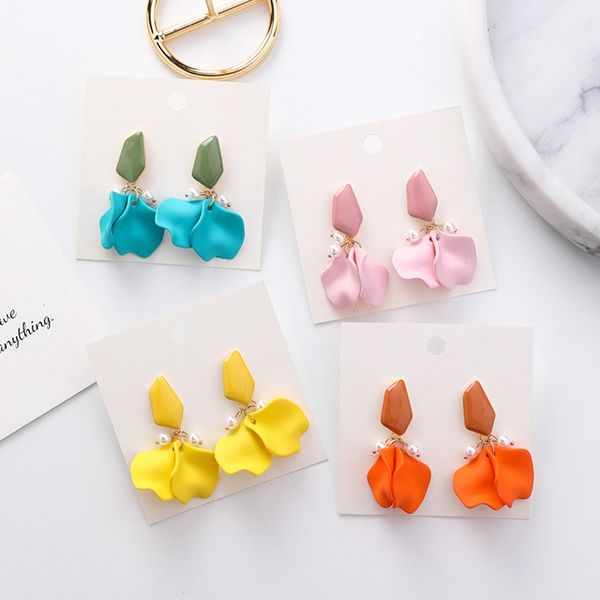 

dangle & chandelier 2021 summer acrylic petal flower drop earrings for women fashion ear jewelry fresh boho brincos girls gift, Silver