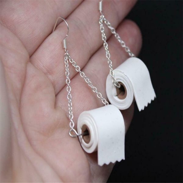 

new funny creative handmade toilet paper dangle earrings jewelry korean trendy women geometric drop earrings silver color, Golden;silver