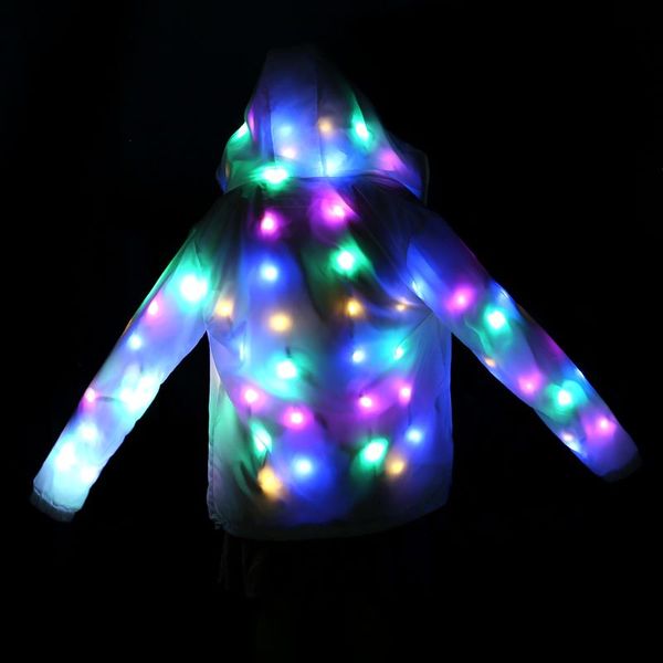 

led led party clothes colorful glowing flashing lights casual hooded pockets jacket coat costumes set halloween dacing party, Blue
