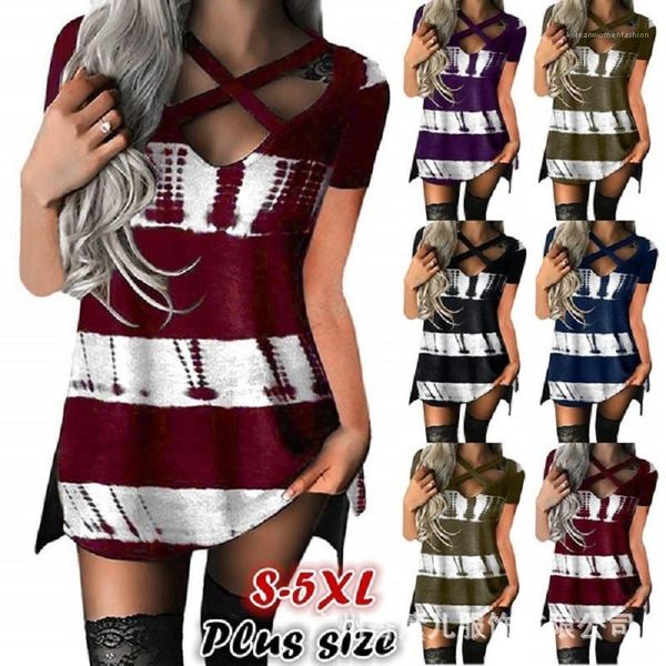 

tshirts summer designer short sleeve ladies long tees casual striped female v neck printed women, White