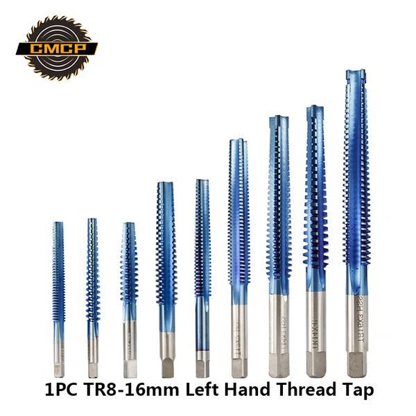 

1pc hss tr8-tr16mm left hand machine screw tap nano blue coated trapezoidal thread tap for metal drilling metric screw drill
