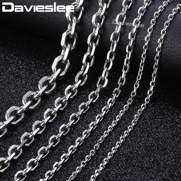 

chains davieslee mens necklace chain stainless steel silver tone rolo link necklaces for men jewelry fashion 2/3/4/6/10mm lknm31