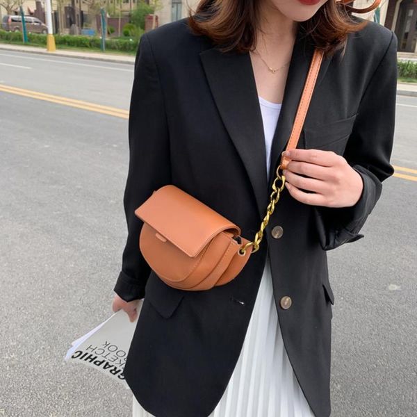 

women pu leather crossbody bag fashion sling purses retro simple saddle shoulder handbag chain elegant crossbody shoulder bag
