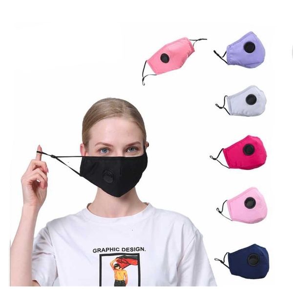 

reusable cotton face masks with breath valve pm2.5 mouth anti-dust fabric fliter mask washable drop ship epack