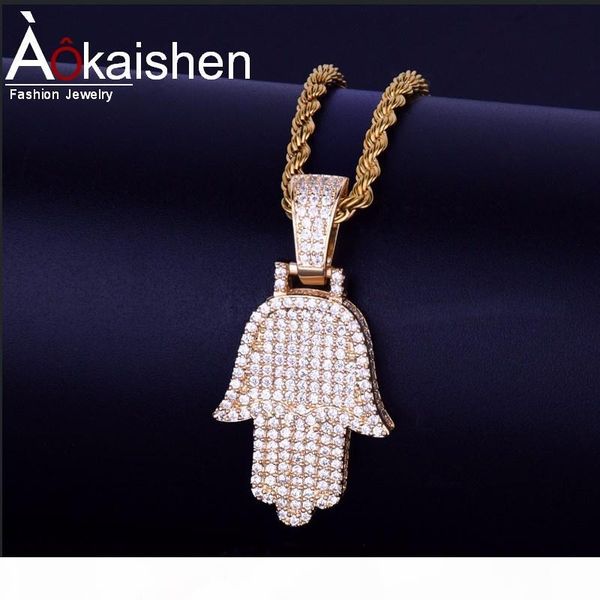 

fatima hand cubic zircon necklace & pendant charm seller men's hip hop jewelry gold silver rope chain for friend gift